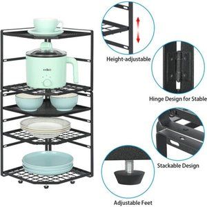 Kitchen | 2pack Stackable Corner Shelf Stand Height Adjustable Cabinet ...